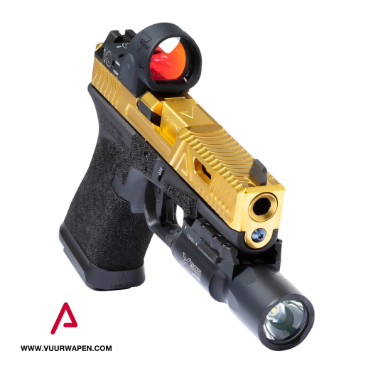Agency Arms G19 Gen 3 Cipher 9mm Pistol Polished Gold TiN Slide With SRO 2.5 / X300U-A / Magwell