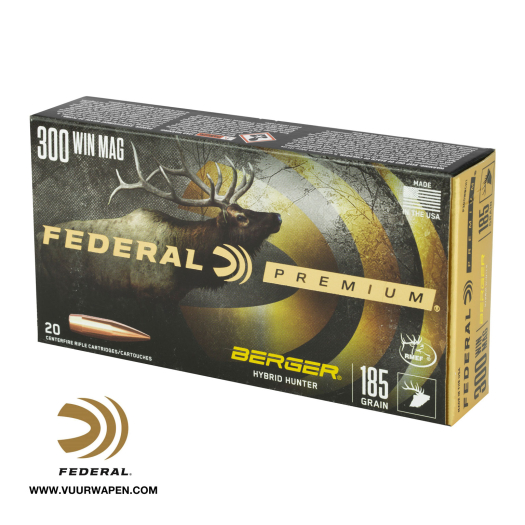 Federal Premium 300 Win Mag 185 Grain Berger Hybrid Hunter Ammo P300WBCH1