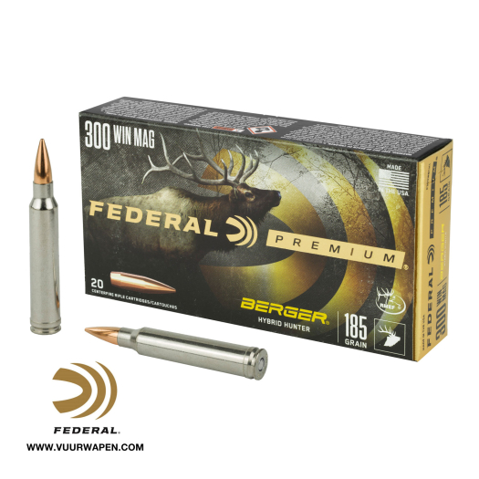 Federal Premium 300 Win Mag 185 Grain Berger Hybrid Hunter Ammo P300WBCH1