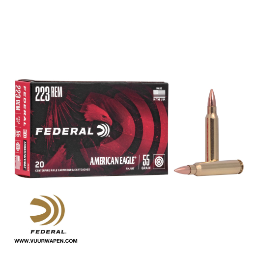 Federal American Eagle 223 Rem 55 GR FMJ BT Ammo