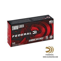 Federal American Eagle 9mm 115 GR FMJ Ammo