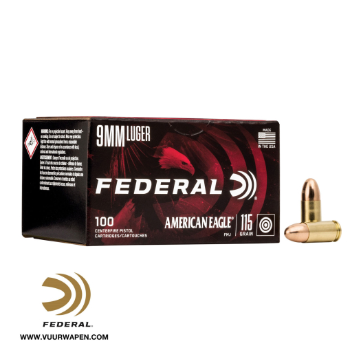 Federal American Eagle 9mm 115 GR FMJ Ammo