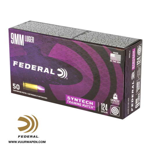 Federal Syntech Training Match 9mm 124 GR TSJ Ammo