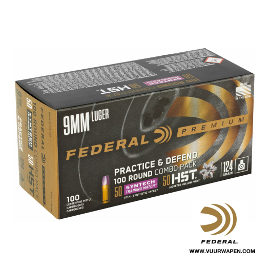 Federal Practice and Defend 9mm 124 GR HST Ammo