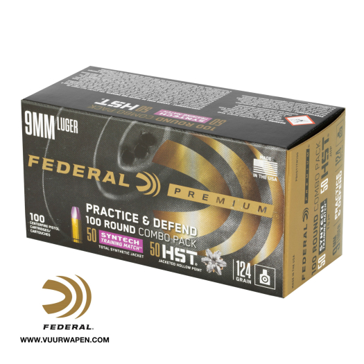 Federal Practice and Defend 9mm 124 GR HST Ammo