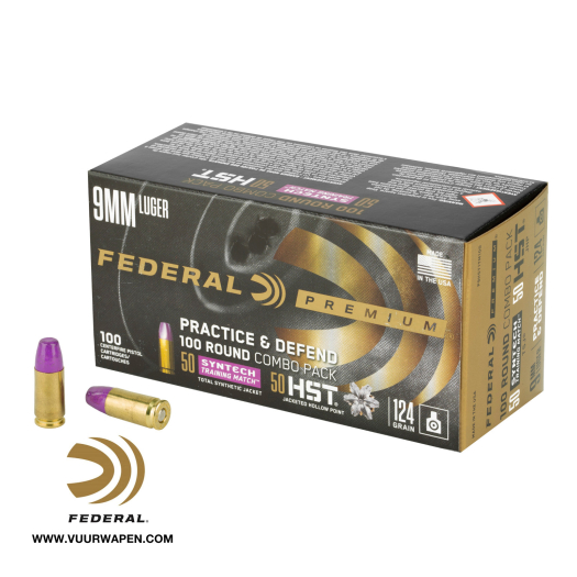 Federal Practice and Defend 9mm 124 GR HST Ammo