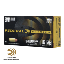 Federal Gold Medal 9mm 147 GR FMJ Ammo