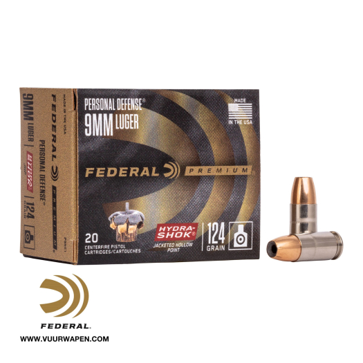 Federal Hydra Shok 9mm 124 GR JHP Ammo