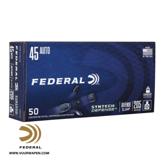 Federal Syntech Defense 45 ACP 205 GR SJHP Ammo