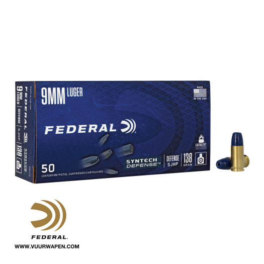 Federal Syntech Defense 9mm 138 GR SJHP Ammo