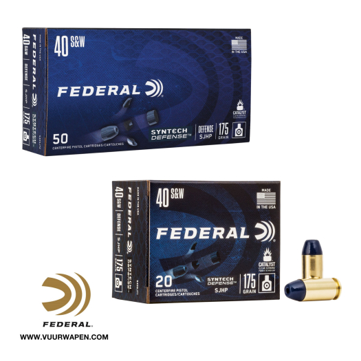 Federal Syntech Defense 40 S&W 175 GR SJHP Ammo