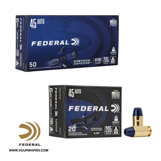 Federal Syntech Defense 45 ACP 205 GR SJHP Ammo