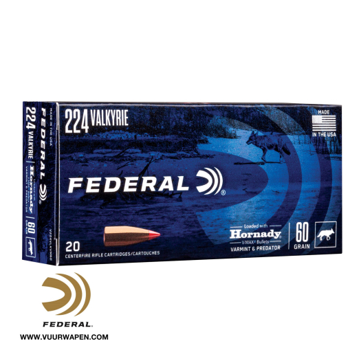 Federal Varmint and Predator 224 Valkyrie 60 GR V-MAX Ammo