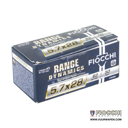 Fiocchi Range Dynamics 5.7x28mm 62 GR FMJ Subsonic Ammo