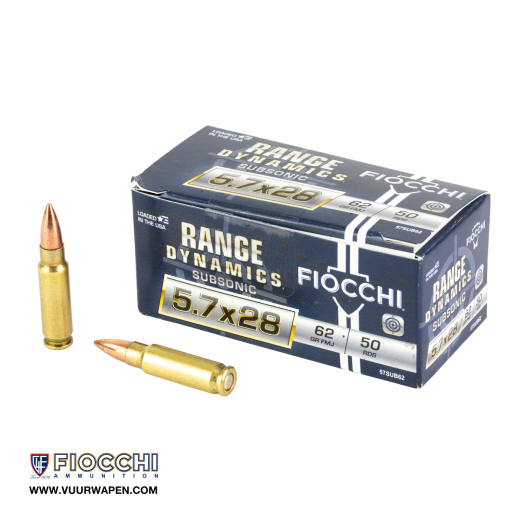 Fiocchi Range Dynamics 5.7x28mm 62 GR FMJ Subsonic Ammo