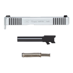 Glock 19 Gen 5 Bright Nickel Battle Worn Upper Slide Assembly Night Sights