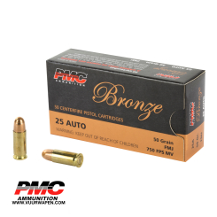 PMC Bronze 25 ACP 50 GR FMJ Ammo