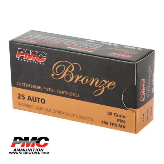 PMC Bronze 25 ACP 50 GR FMJ Ammo