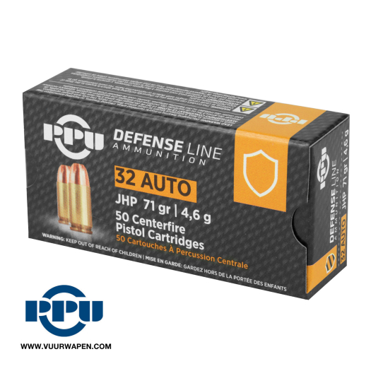 PPU Defense 32 ACP 71 GR JHP Ammo