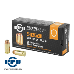 PPU Defense 45 ACP 185 GR JHP Ammo