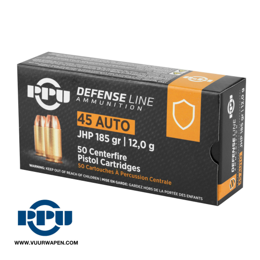 PPU Defense 45 ACP 185 GR JHP Ammo