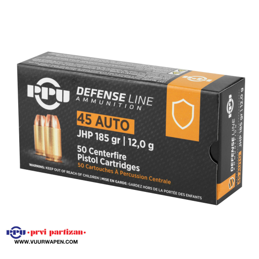 PPU Defense 45 ACP 185 GR JHP Ammo