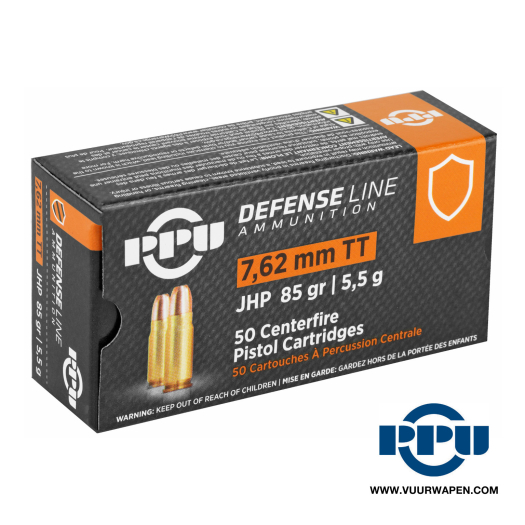 PPU Defense 7.62x25mm Tokarev 85 GR JHP Ammo