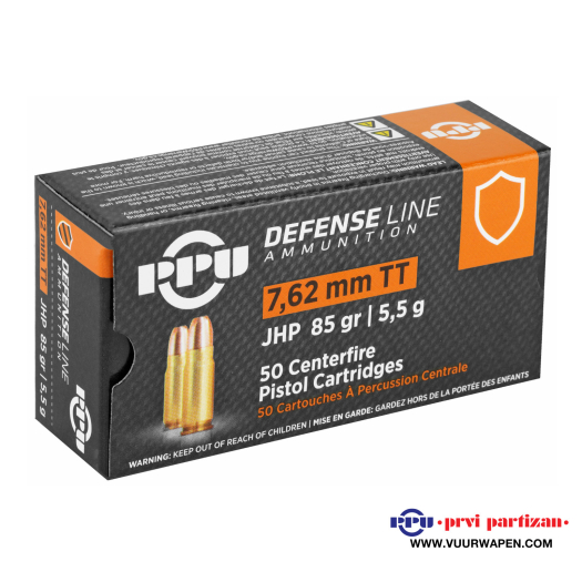 PPU Defense 7.62x25mm Tokarev 85 GR JHP Ammo