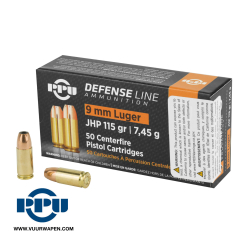 PPU Defense 9mm 115 GR JHP Ammo
