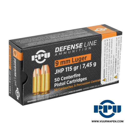 PPU Defense 9mm 115 GR JHP Ammo