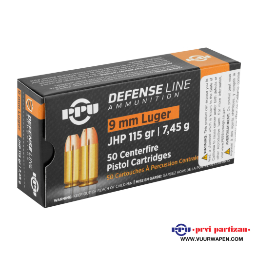 PPU Defense 9mm 115 GR JHP Ammo