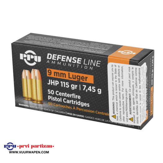 PPU Defense 9mm 115 GR JHP Ammo
