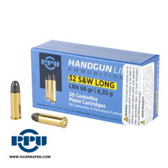PPU Handgun 32 S&W Long 98 GR LRN Ammo