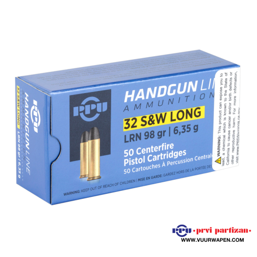 PPU Handgun 32 S&W Long 98 GR LRN Ammo