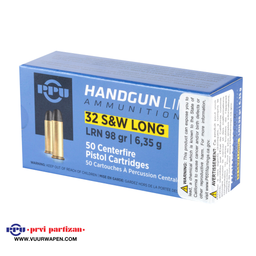 PPU Handgun 32 S&W Long 98 GR LRN Ammo