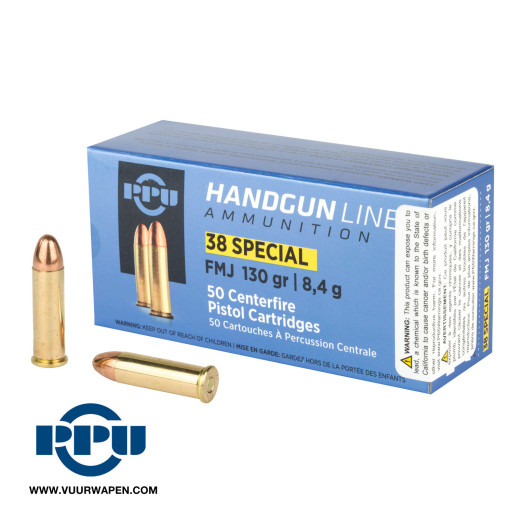 PPU Handgun 38 Special 130 GR FMJ Ammo