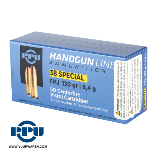 PPU Handgun 38 Special 130 GR FMJ Ammo