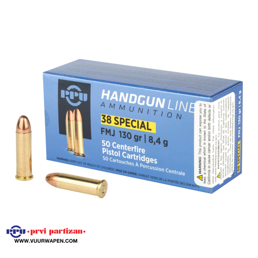 PPU Handgun 38 Special 130 GR FMJ Ammo