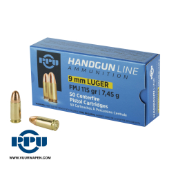 PPU Handgun 9mm 115 GR FMJ Ammo