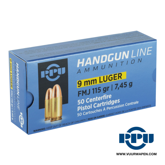 PPU Handgun 9mm 115 GR FMJ Ammo