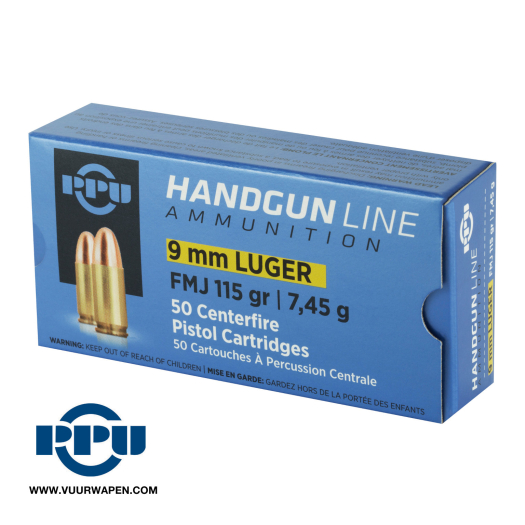 PPU Handgun 9mm 115 GR FMJ Ammo