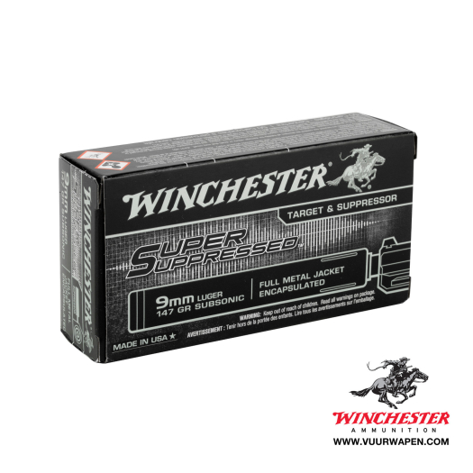 Winchester Super Suppressed 9mm 147 GR FMJ Ammo