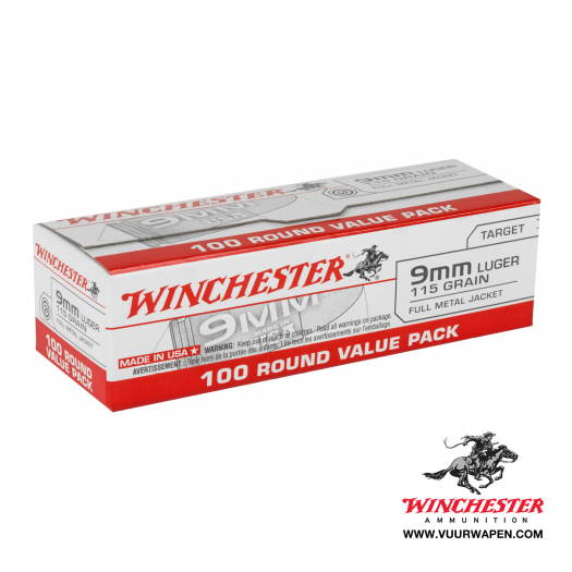 Winchester USA 9mm 115 GR FMJ Ammo