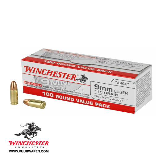 Winchester USA 9mm 115 GR FMJ Ammo